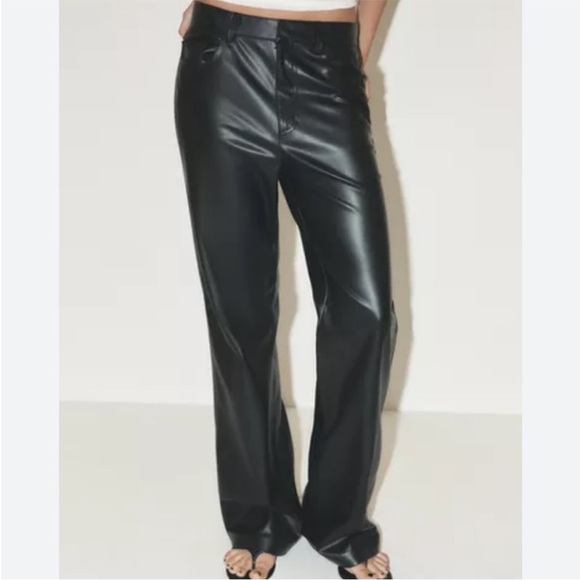 Zara Pants - Zara Shiny Black Trousers